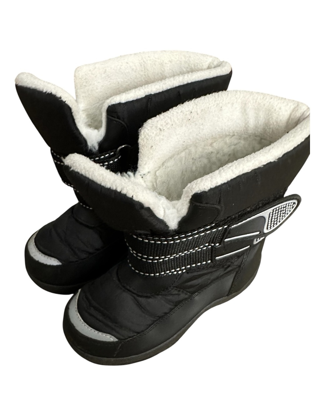 Kids Black Winter Snow Boots with Fleece Lining 4/5yr